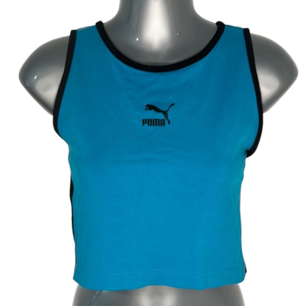 Puma Blue Sleeveless Crop Tank Top